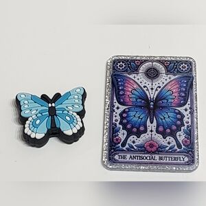 Flatback Antisocial Butterfly Acrylic Focal Bead Glitterback Crafts Keychain